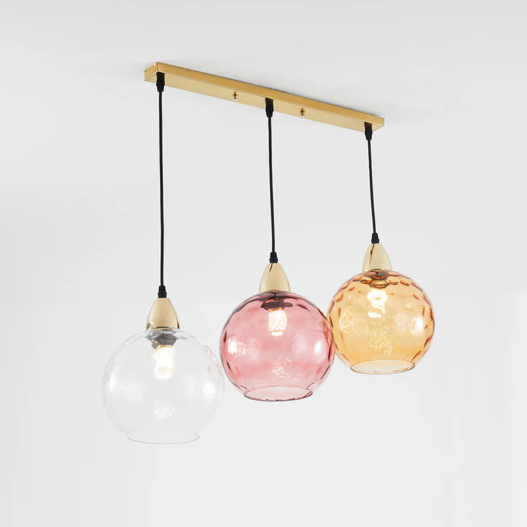 Elegant 3-Bulb Glass Pendant Light with Adjustable Cords