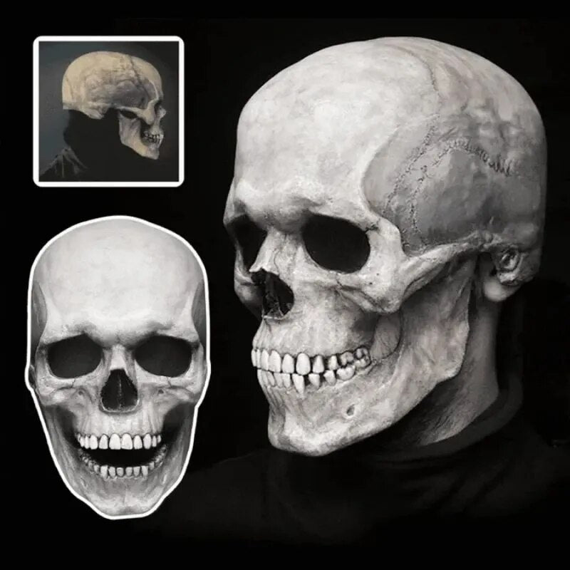 Creepy Skull Mask with Articulating Jaw for Spooky Events