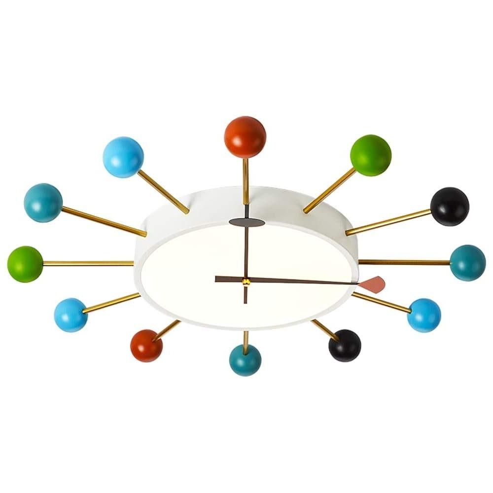 24 Inches Colorful LED Round Flush Mount Taavita Ball Clock Ceiling Light