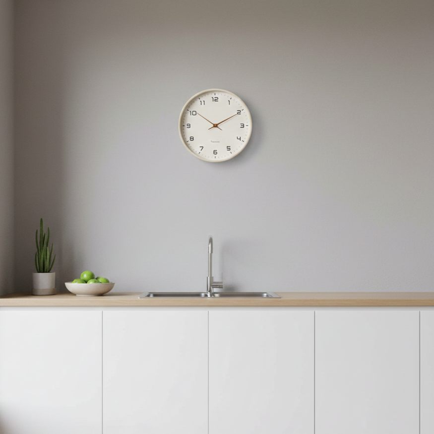 Contemporary Wall Clock in Solid Wood with Silent Mechanism