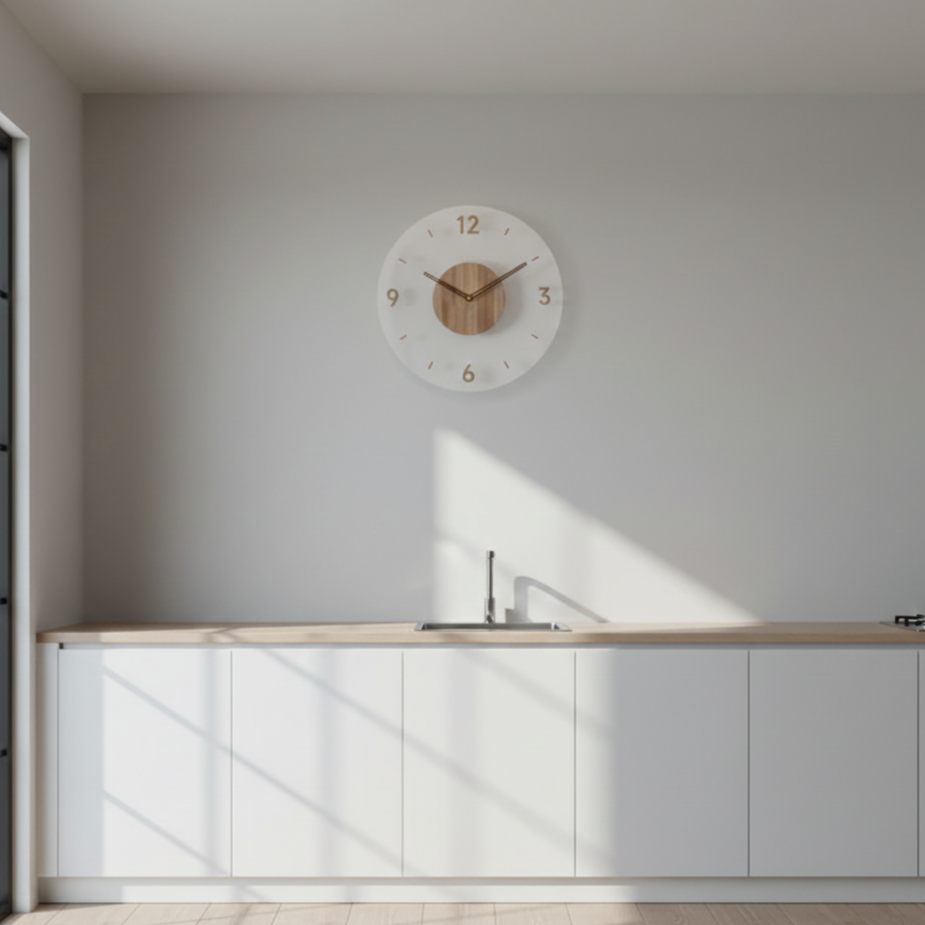 Silent Quartz Wall Clock in Solid Wood - 30cm and 35cm Options