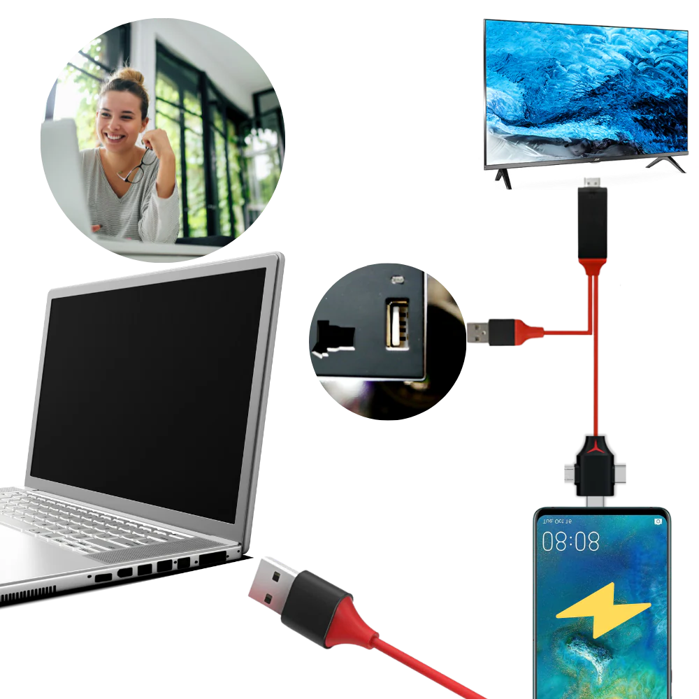 Adapter Cable for HDMI Connection – Compatible with Phones and Tablets