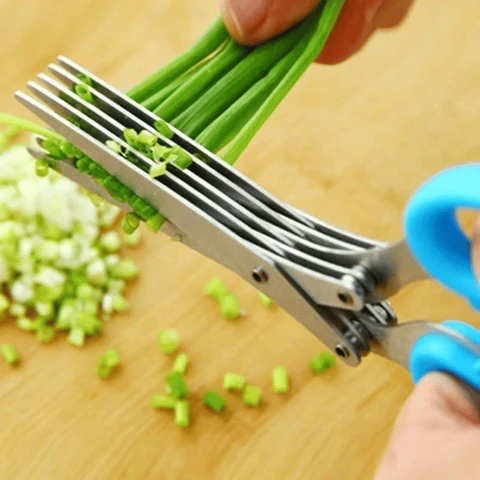 Multi-Blade Kitchen Herb Chopper for Effortless Slicing