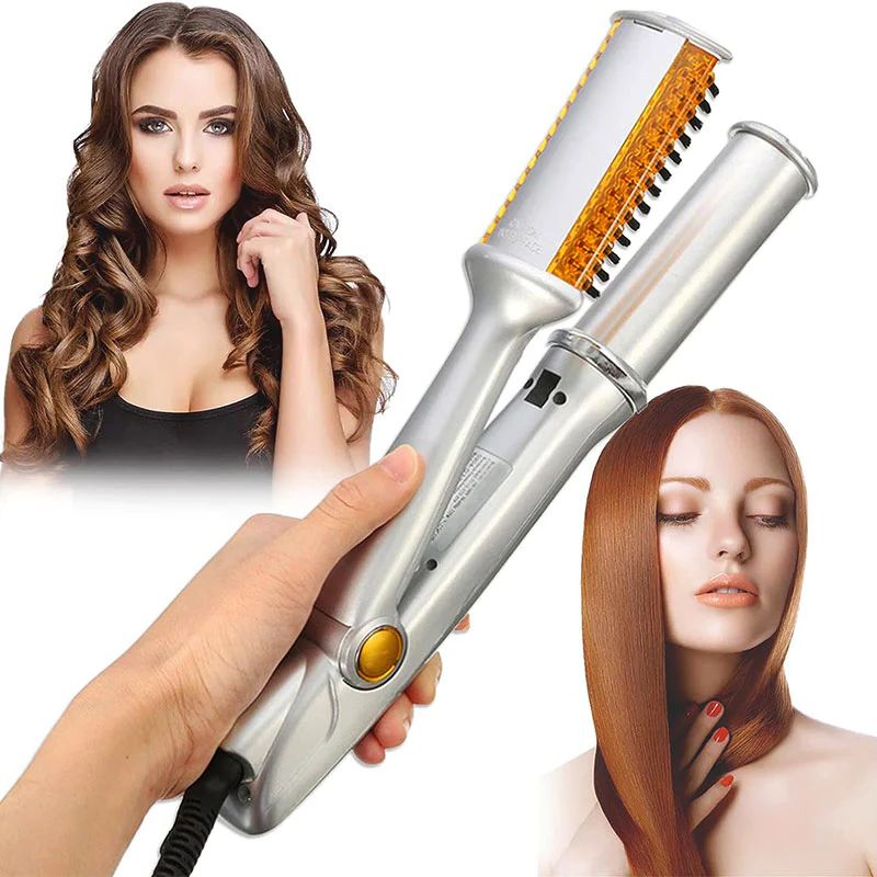 2-in-1 Rotating Hair Brush and Styling Iron for Professionals