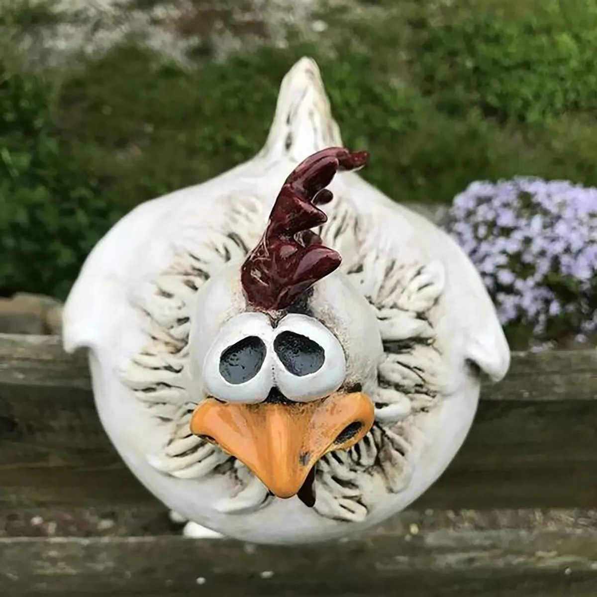 Whimsical Resin Statues for Garden Fence Decoration – Chicken Design