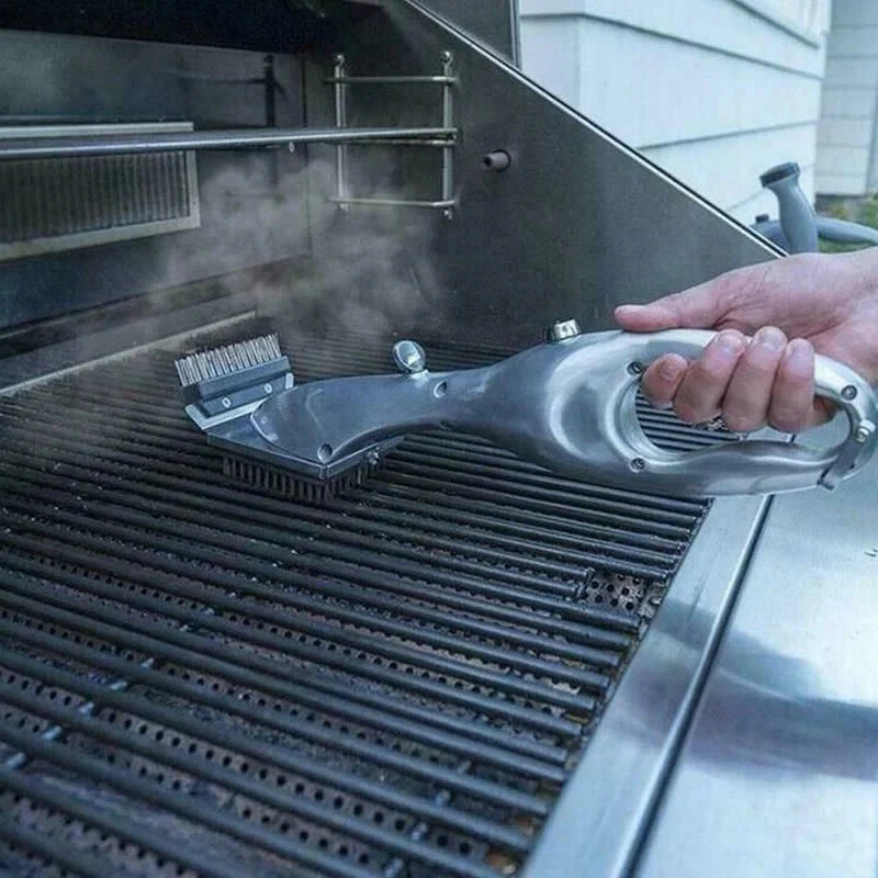 Outdoor BBQ Cleaning Brush with Steam for Charcoal Grills