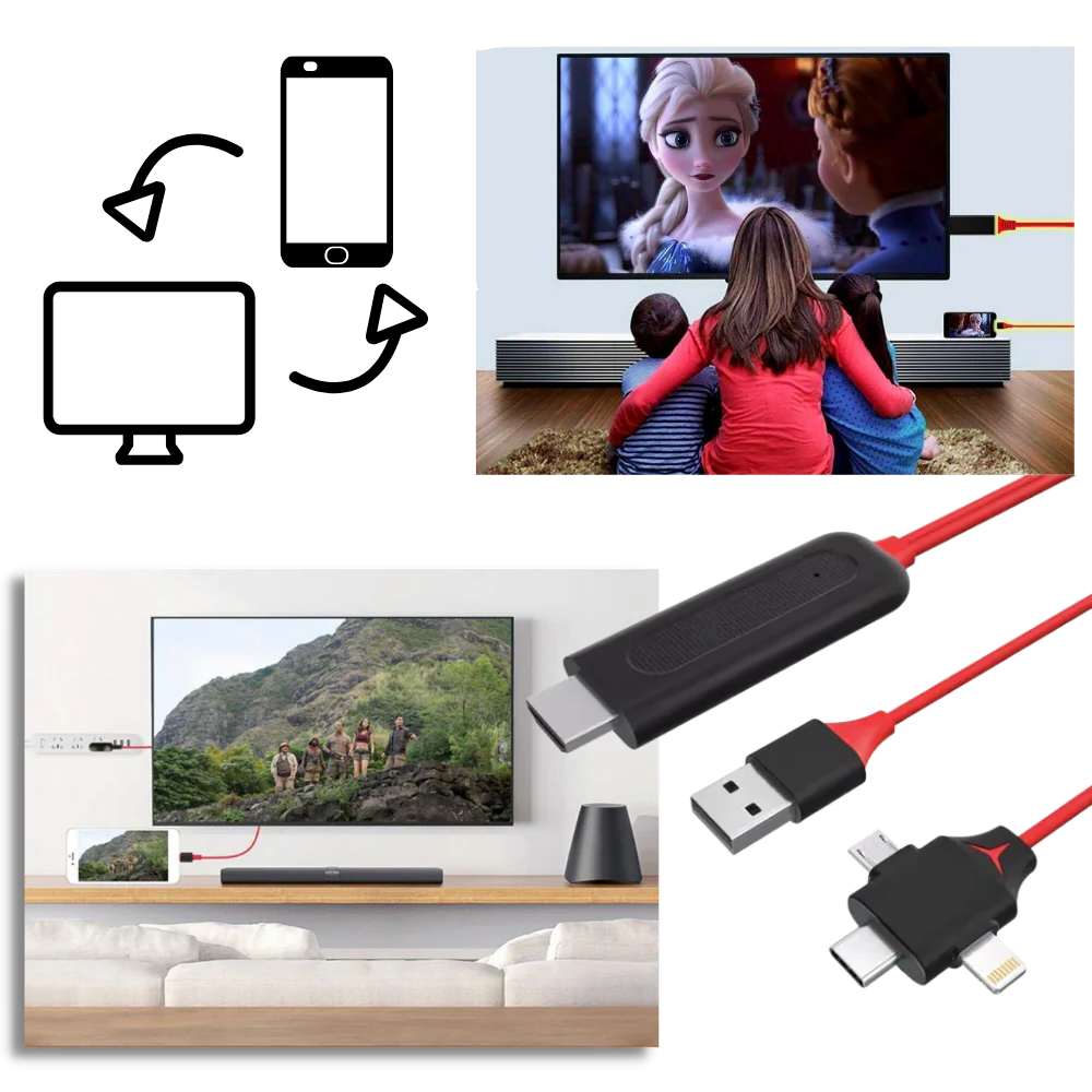 Adapter Cable for HDMI Connection – Compatible with Phones and Tablets