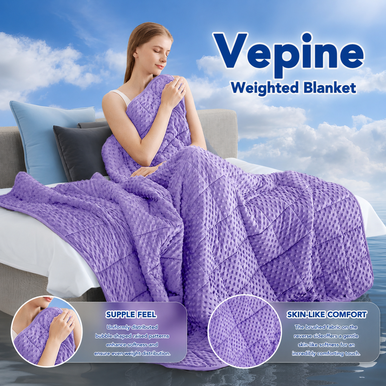 Cooling Microfiber Weighted Blanket with Dots – Soft All-Season Comfort