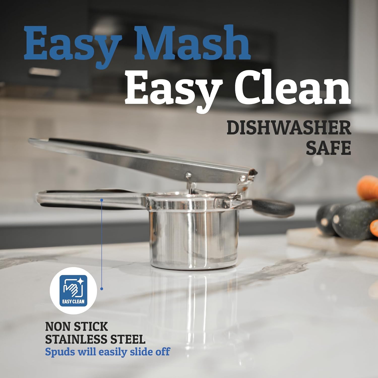 Sturdy Stainless Steel Potato Masher with 15oz Capacity