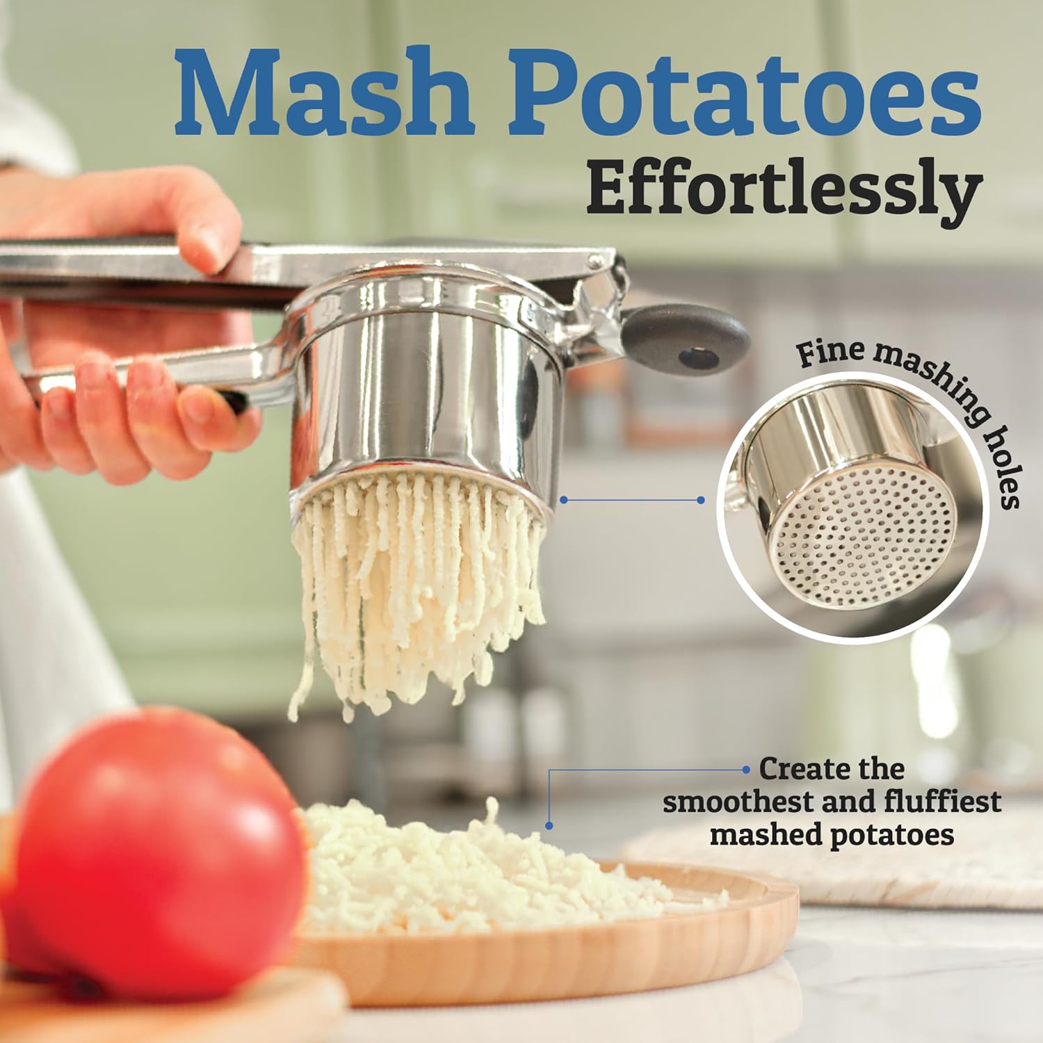 Sturdy Stainless Steel Potato Masher with 15oz Capacity