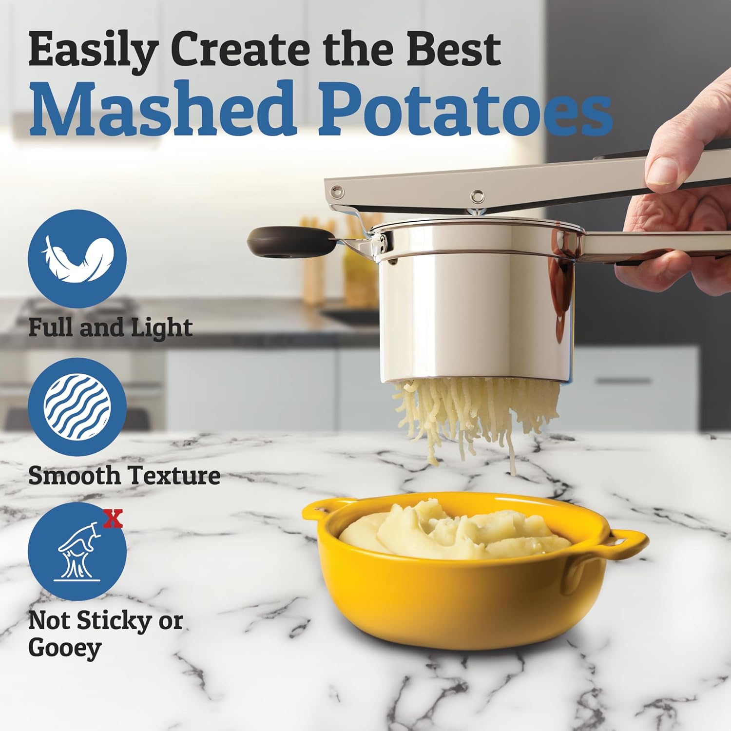 Sturdy Stainless Steel Potato Masher with 15oz Capacity