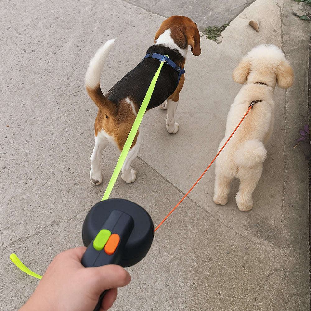 Dual-Dog Leash with Ergonomic Handles for Effortless Walks
