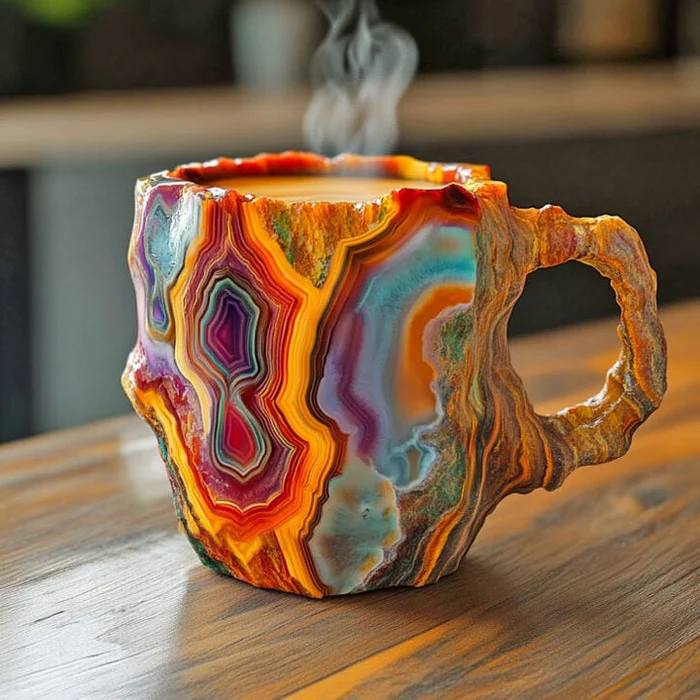 LustreGlow Artisan Mineral Glass Coffee Mug