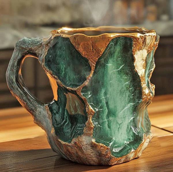 LustreGlow Artisan Mineral Glass Coffee Mug