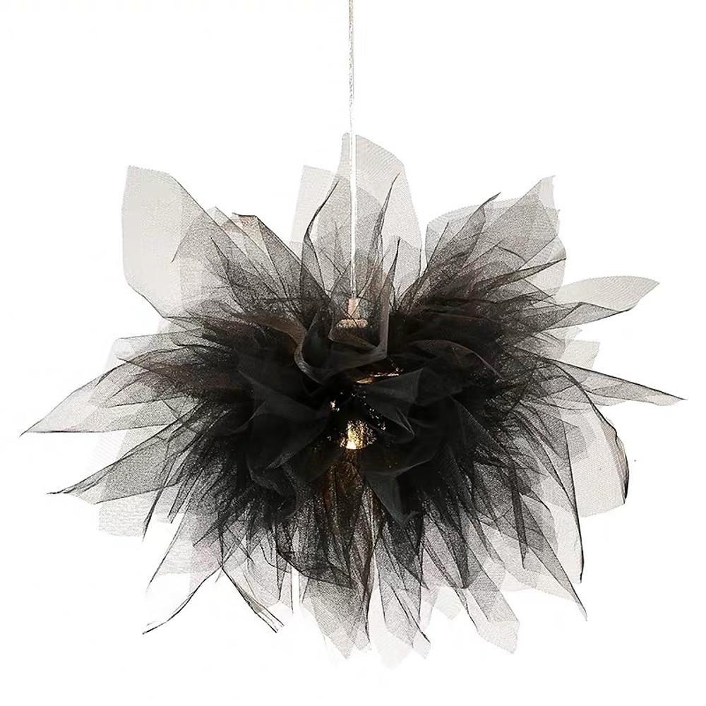 20'' Modern Fabric Flower Design Electroplated Metal LED Pendant Lights