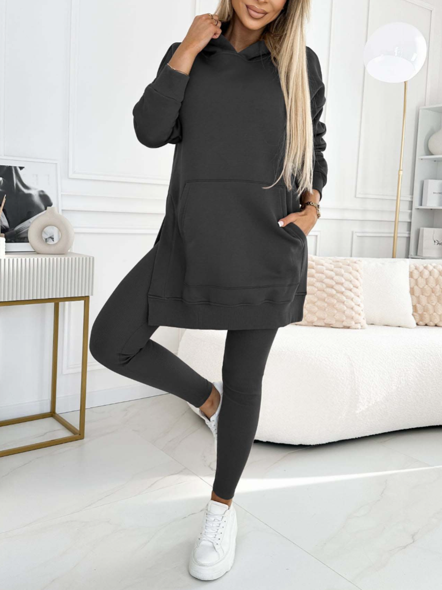 Women’s Two-Piece Hoodie & Leggings Set | Pleated Leggings & Oversized Hoodie | Soft Fabric | Comfortable Fit