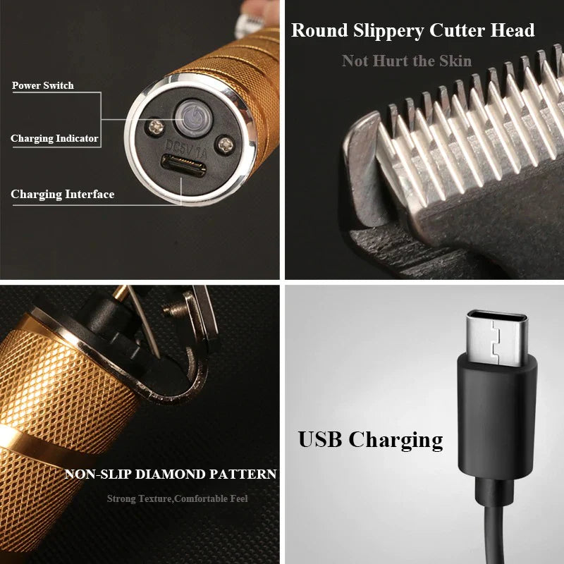 Cordless Gold Hair Clippers Set for Men - Professional Styling Tools