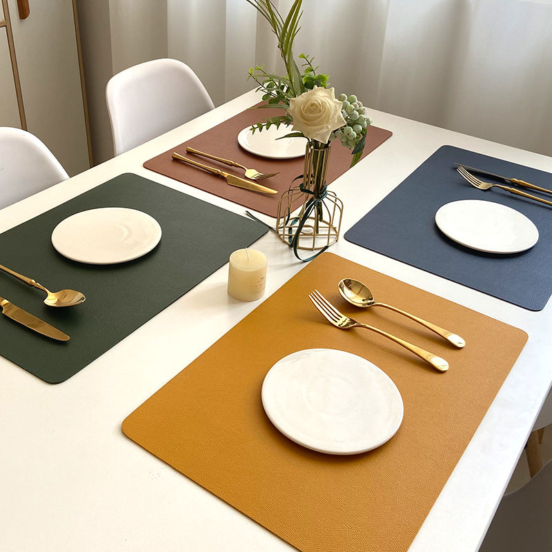 Modern Rectangle Waterproof PU Leather Placemats for Dining Table
