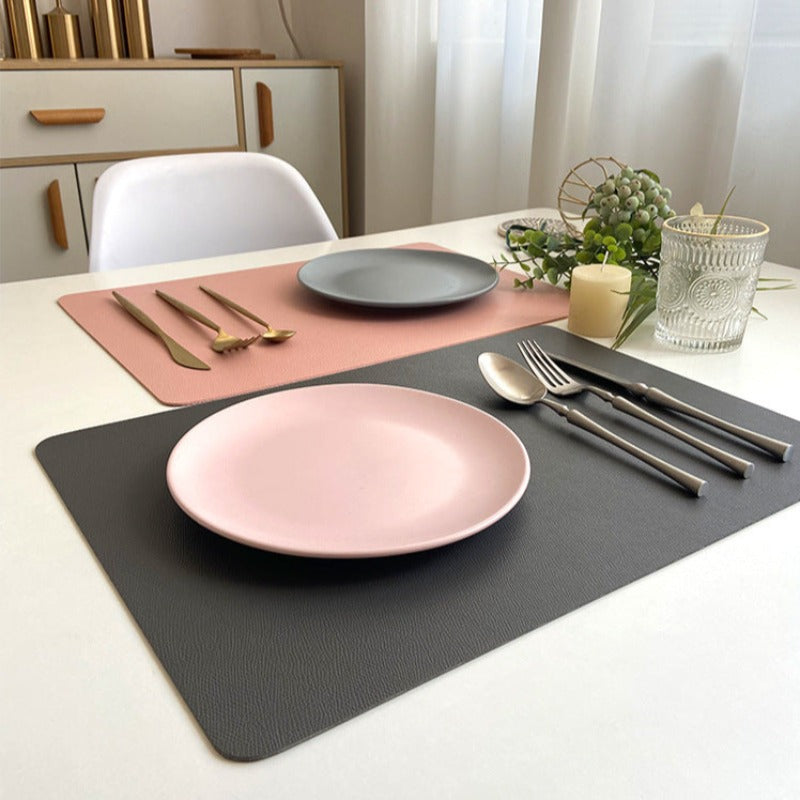 Modern Rectangle Waterproof PU Leather Placemats for Dining Table