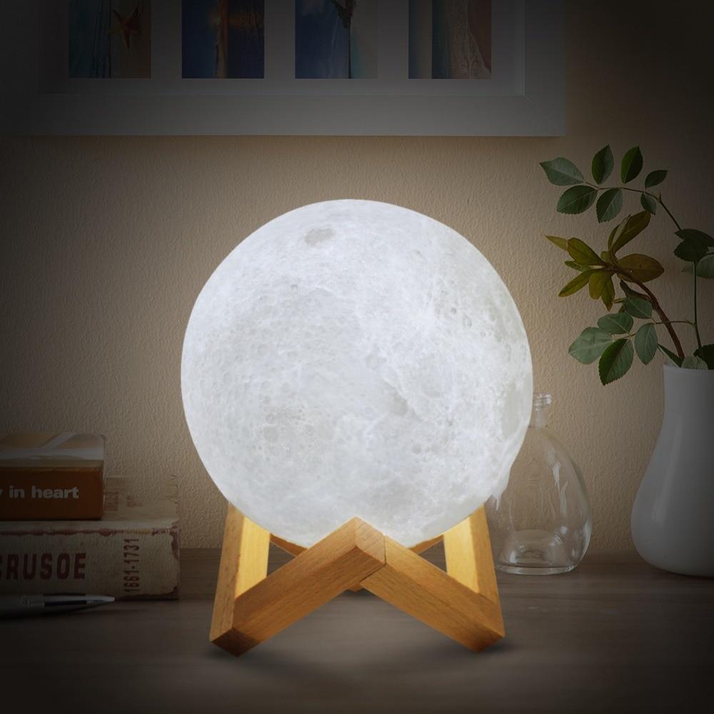 Touch-Controlled 3D Moon Lamp with LED Lighting