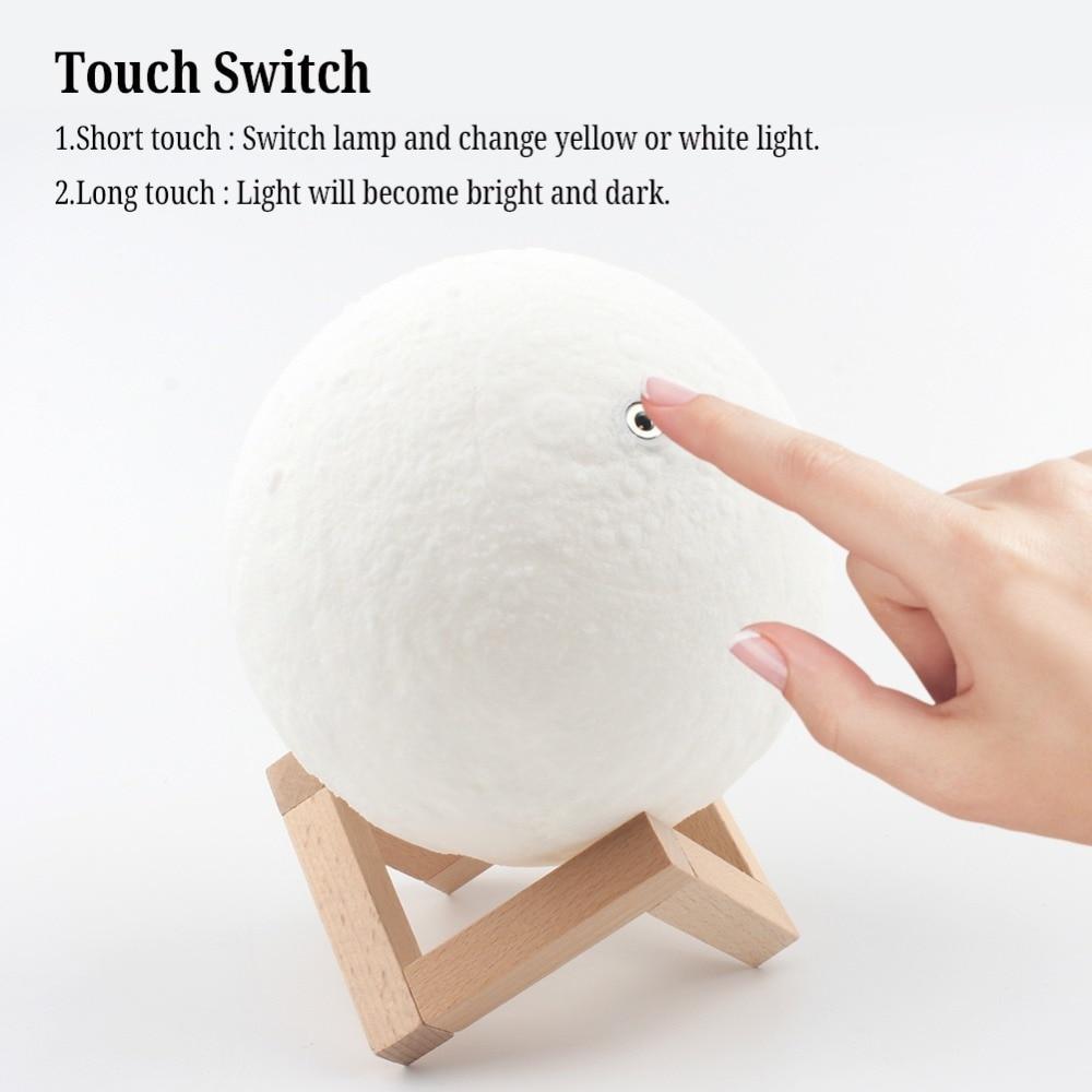 Touch-Controlled 3D Moon Lamp with LED Lighting