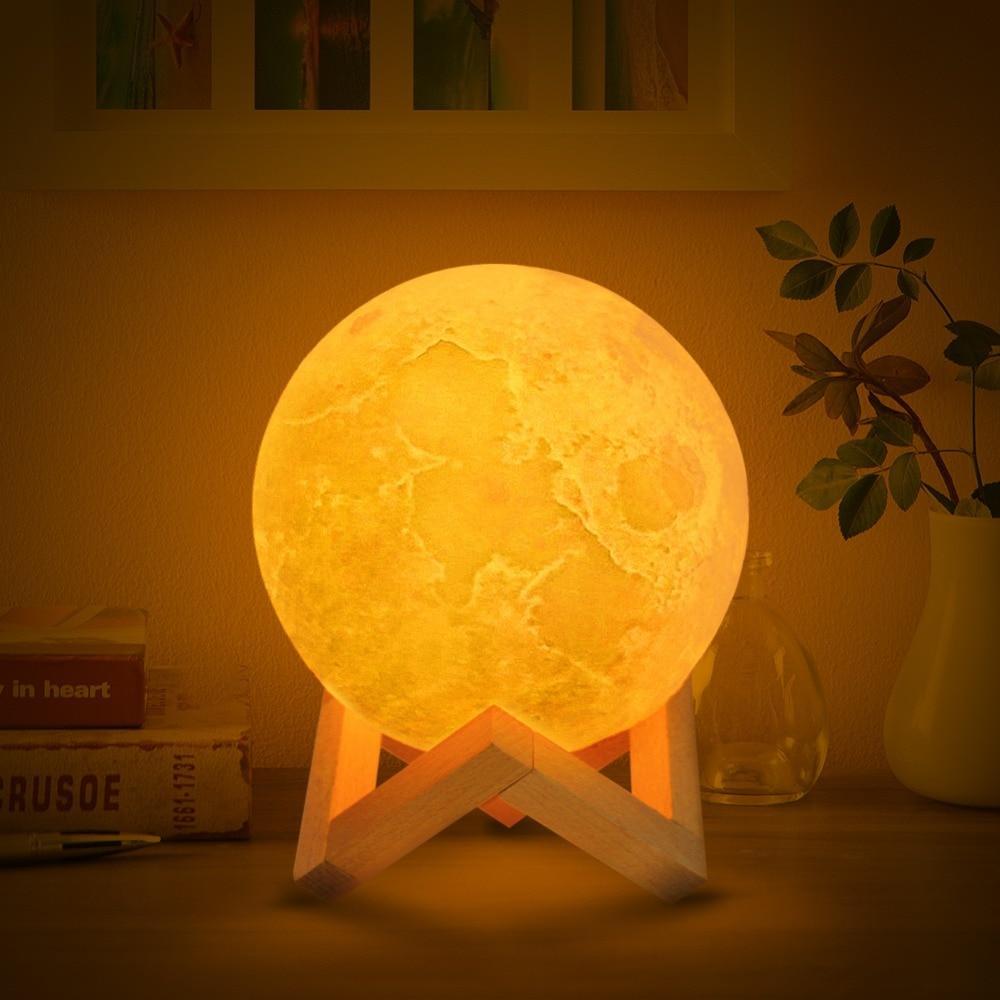 Touch-Controlled 3D Moon Lamp with LED Lighting