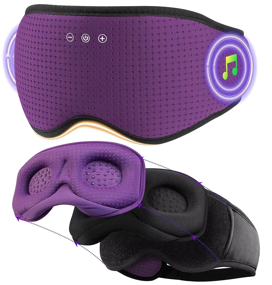 Bluetooth 3D Sleep Mask with Light Blocking – Breathable Eye Cover for Naps