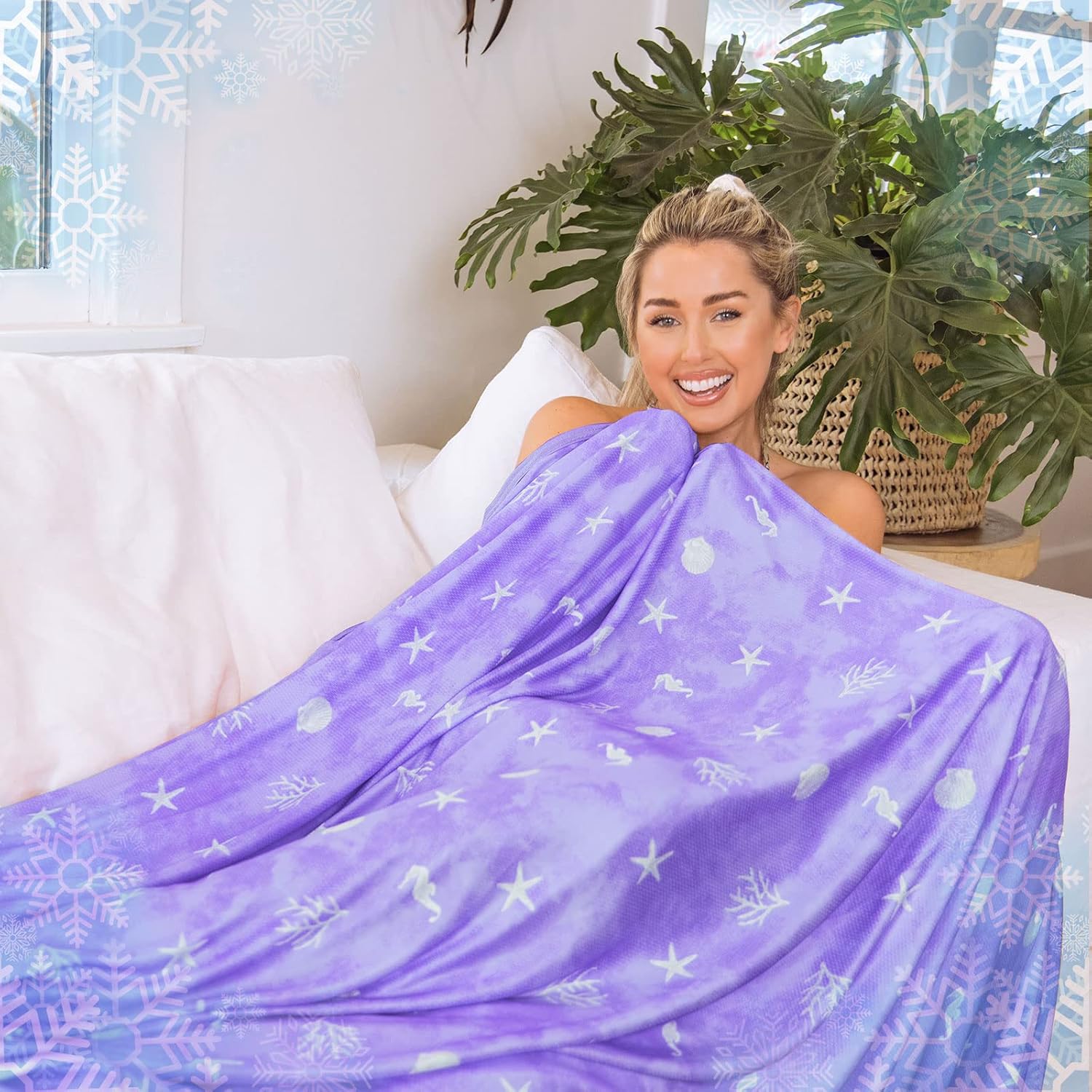 Lightweight Double-Sided Cooling Throw Blanket for Warm Sleepers
