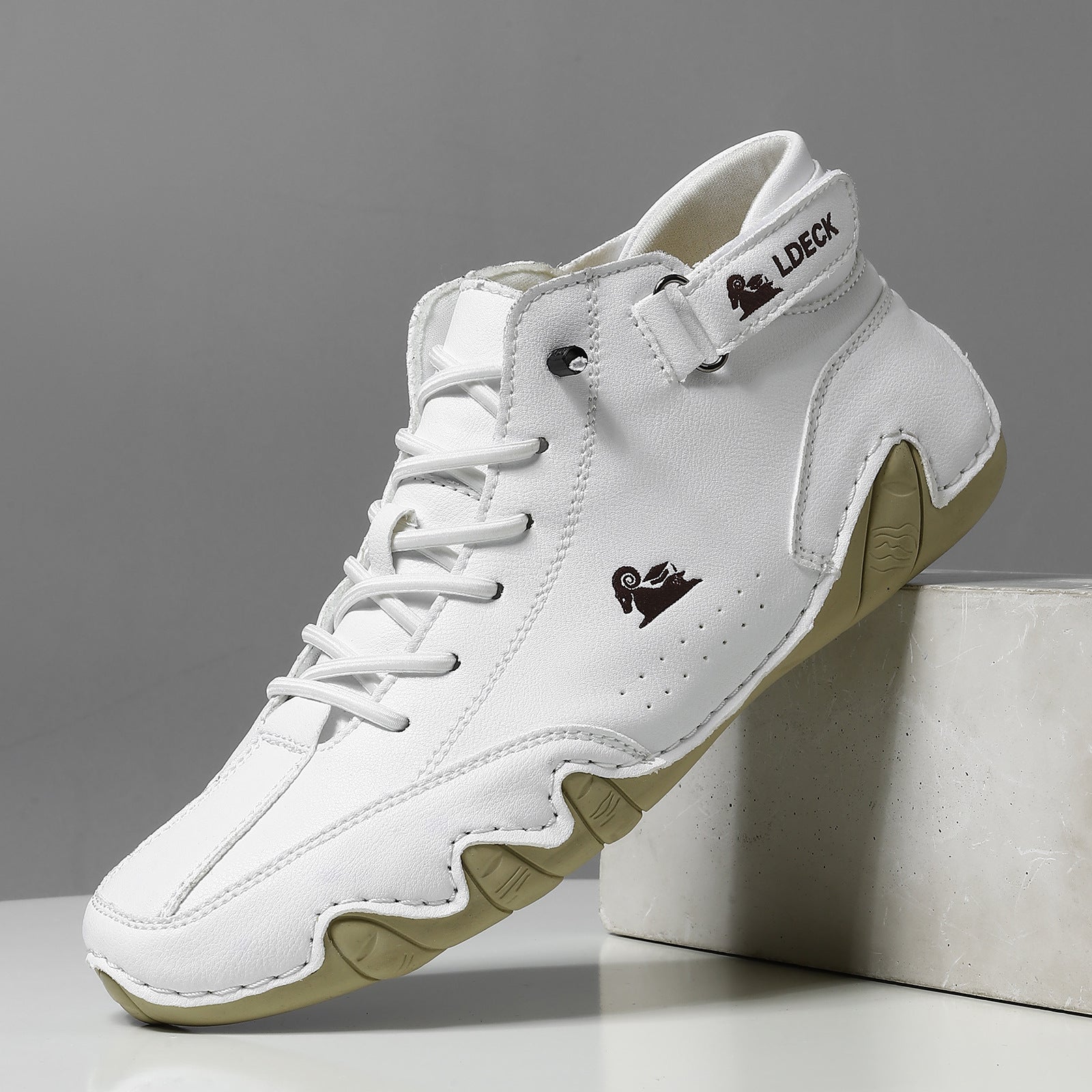 High-Top Barefoot Shoe | PU Leather with Ankle Strap & Ventilation | Flexible Grip Outsole | Orthopedic Comfort