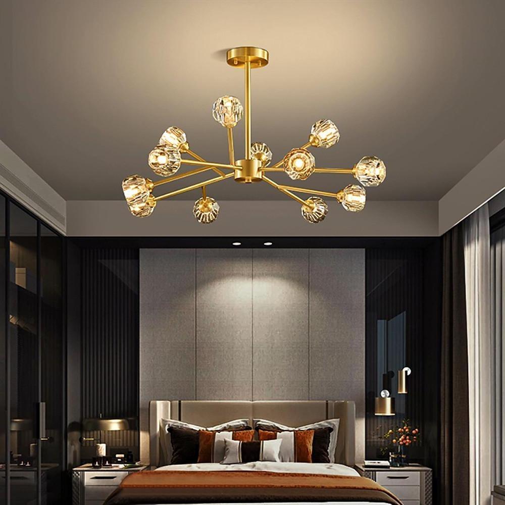 39'' LED 15-Light 12 Bulbs 9-Light 6-Light Lantern Desgin Chandelier Modern Artistic Copper Crystal Empire Sputnik Metal Ceiling Lights