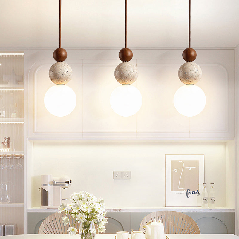 Modern Simple Style Travertine Pendant Light in Natural Taavita Stone