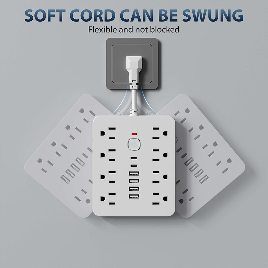 Surge Protected Power Strip with 14 Outlets