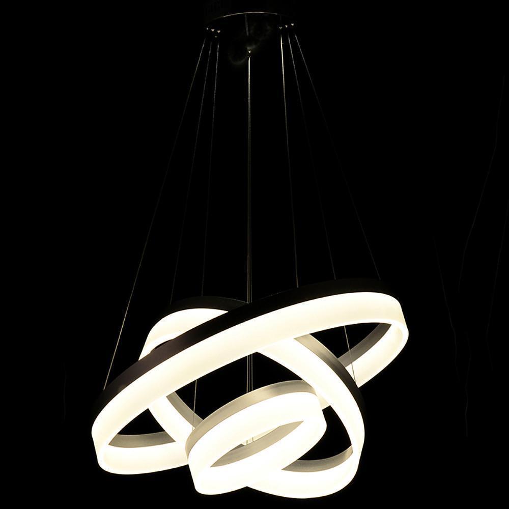 24'' Classic Vintage Metal Acrylic Chandelier With 1 LED Light - Easily Adjustable 3 Ring Design