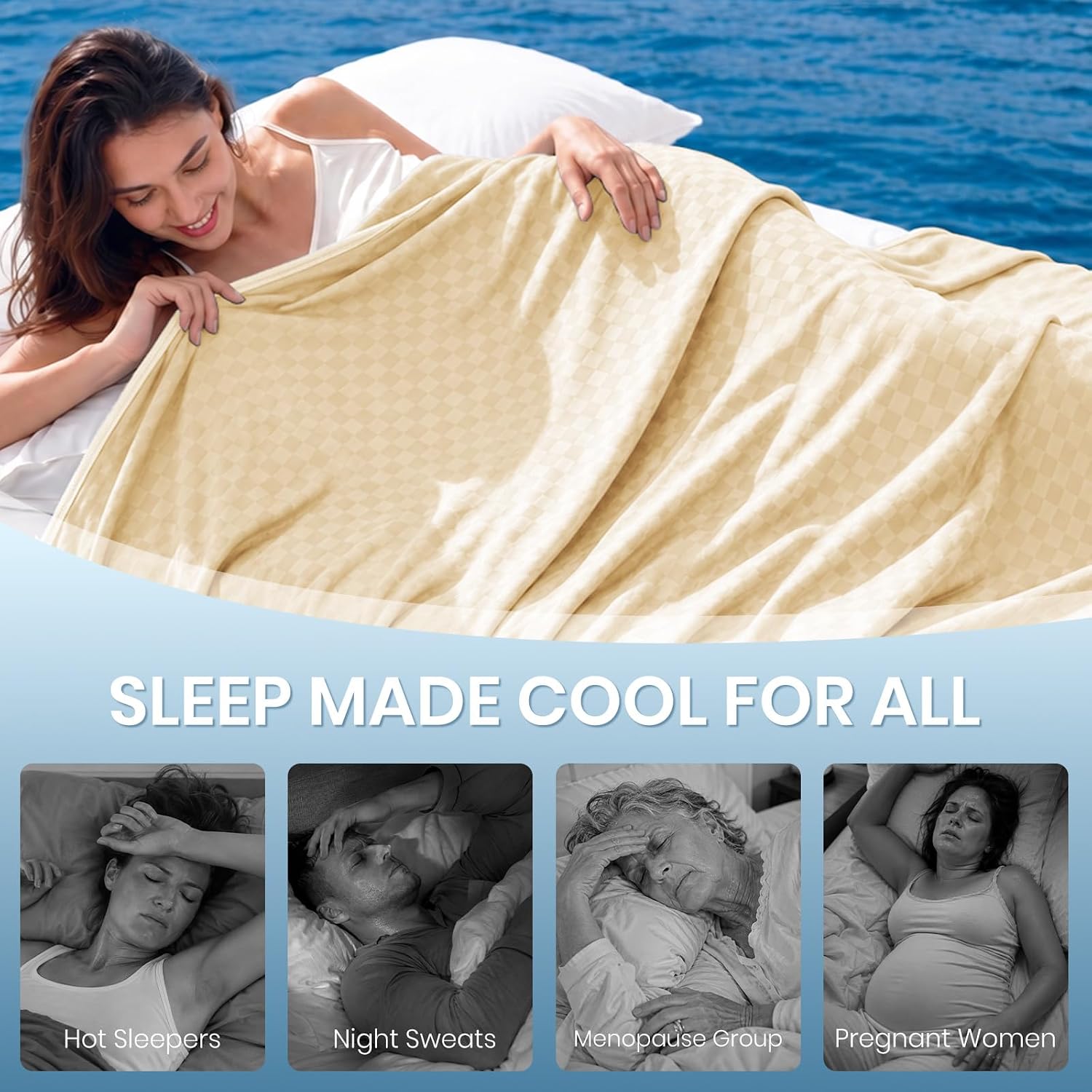 Cooling Blanket with Arc-Chill Fabric Technology for Hot Sleepers - Soft & Lightweight