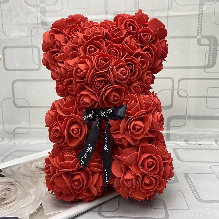 10-Inch Teddy Bear Gift with Rose Flower for Valentine's Day