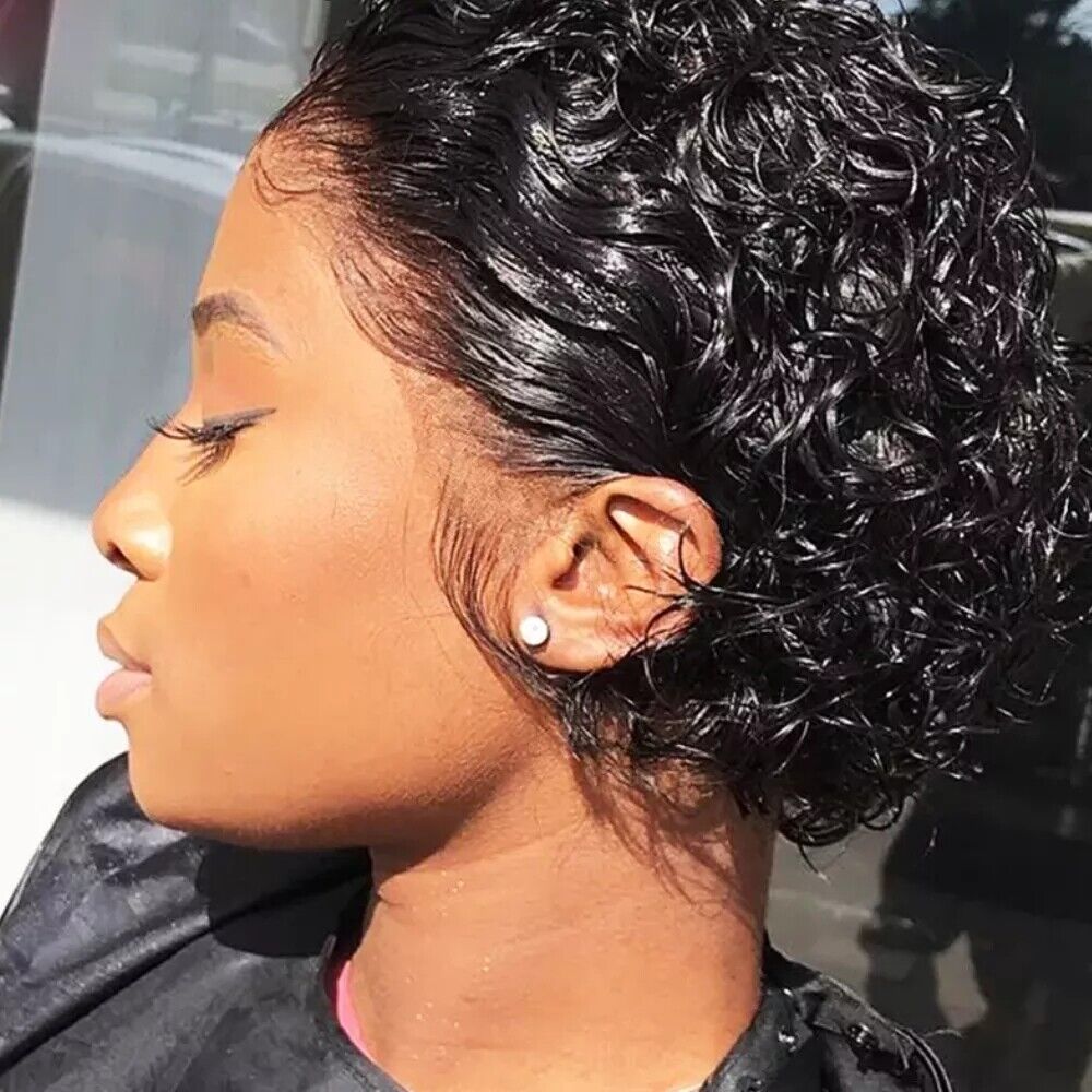 Short Curly Pixie Bob Wig – Lace Front Human Hair Weave