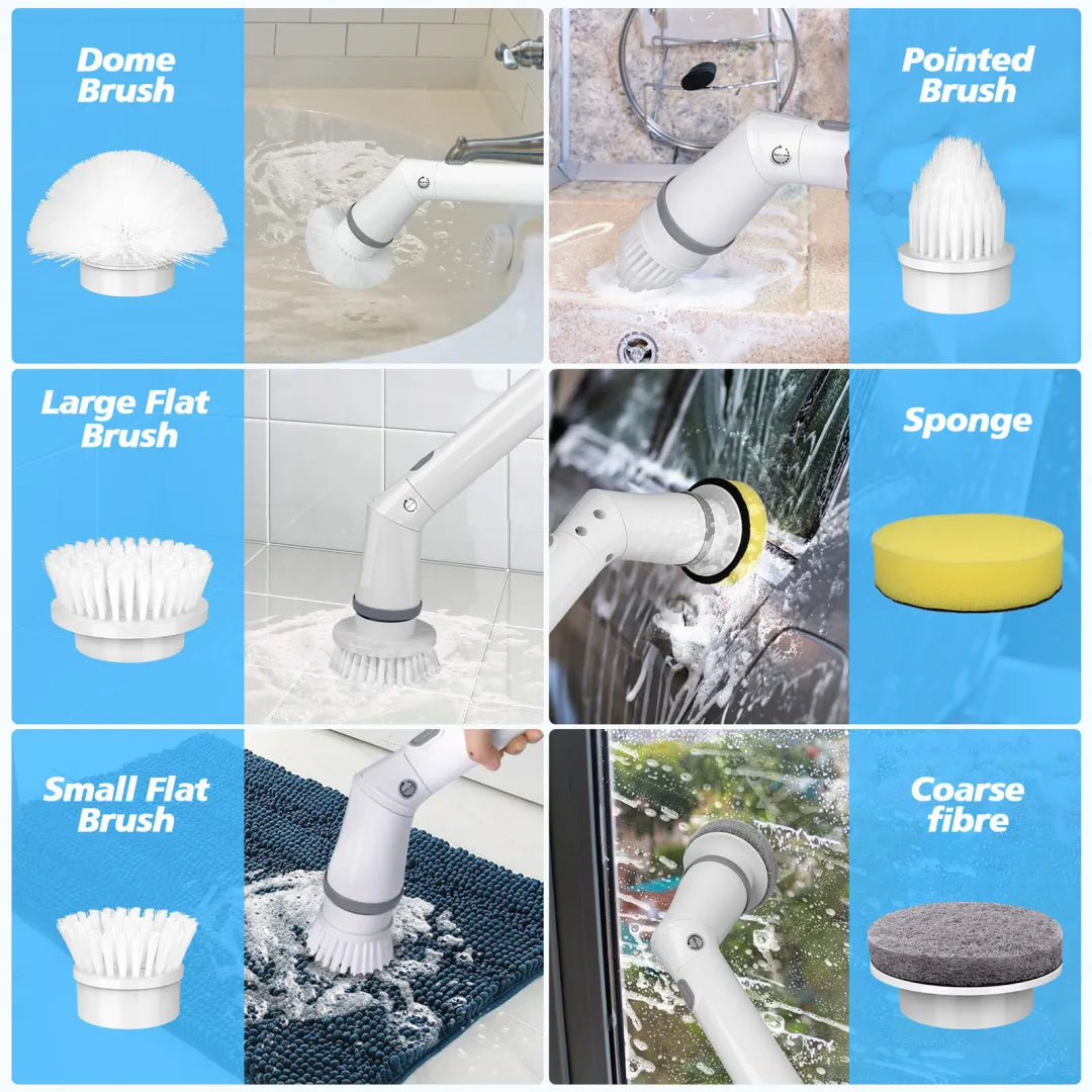 Cordless Power Scrubber with 7 Versatile Brush Heads