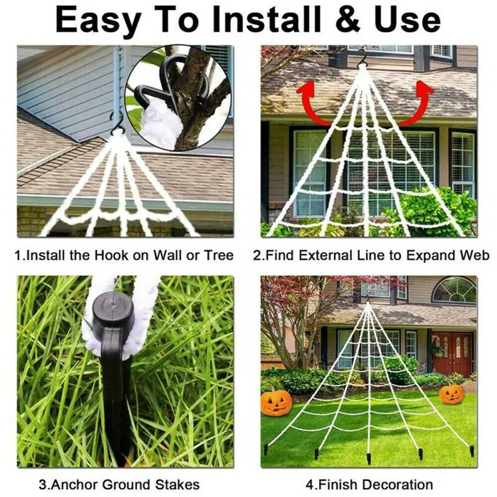 Large Outdoor Halloween Spider Web Decoration Durable Weather-Resistant Fabric