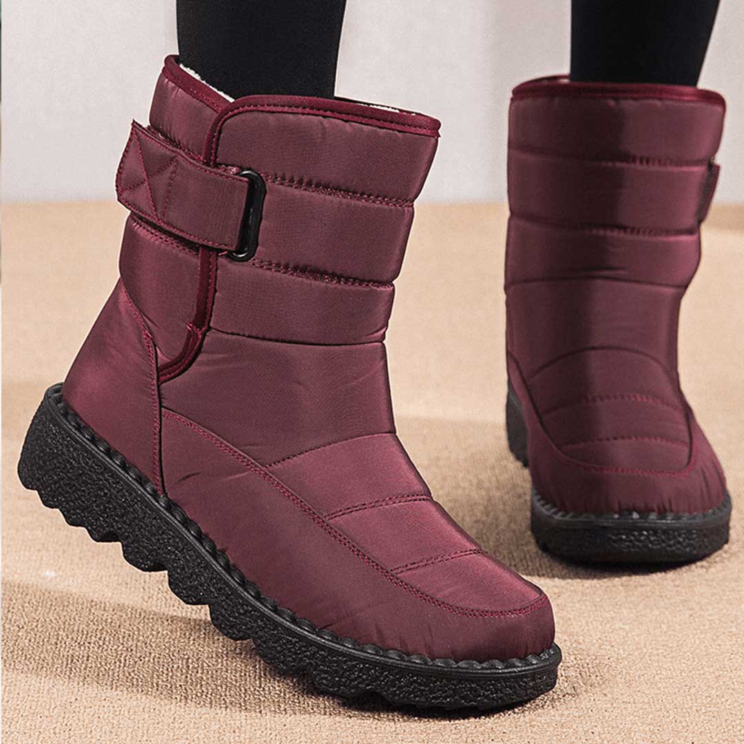 Women’s Waterproof Winter Boots | Quilted Insulated Design | Non-Slip Polyurethane Sole | Adjustable Buckle Strap