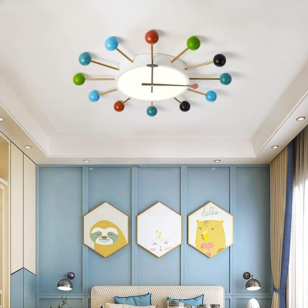24 Inches Colorful LED Round Flush Mount Taavita Ball Clock Ceiling Light