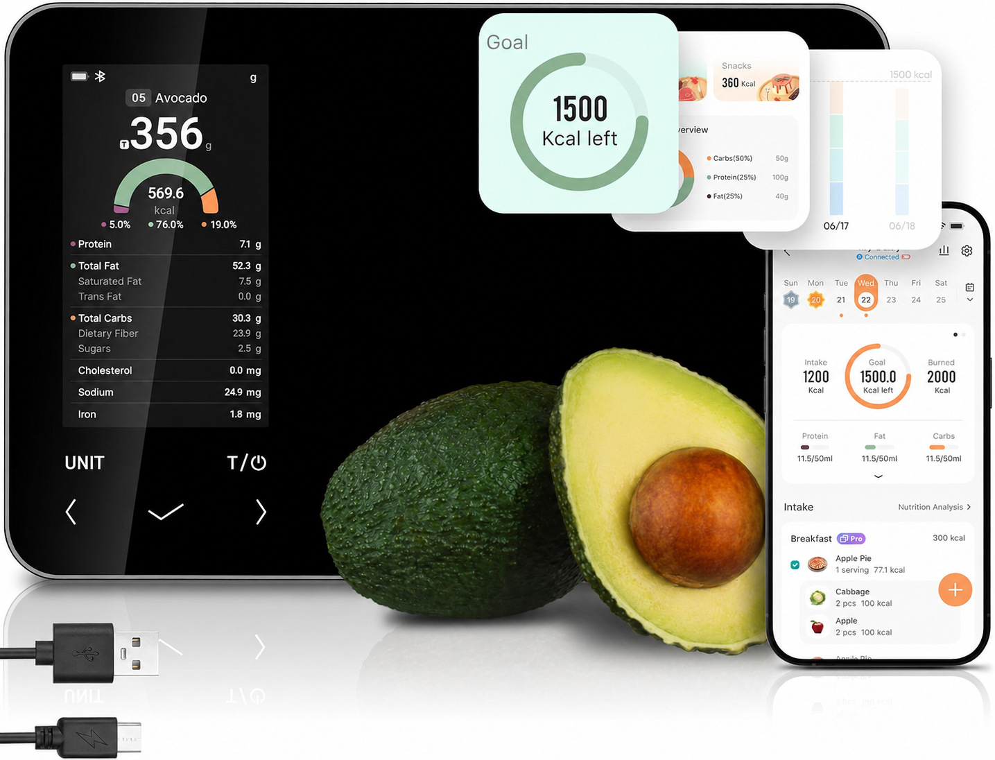 Digital Food Scale with Nutritional Calculator for Accurate Meal Prep