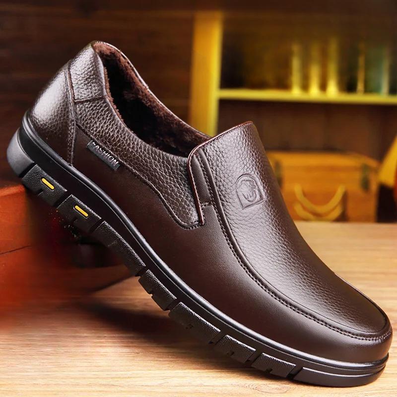 Men's Casual Leather Loafers | Handmade Genuine Leather | Flat Platform Sole | Breathable Comfortable Fit