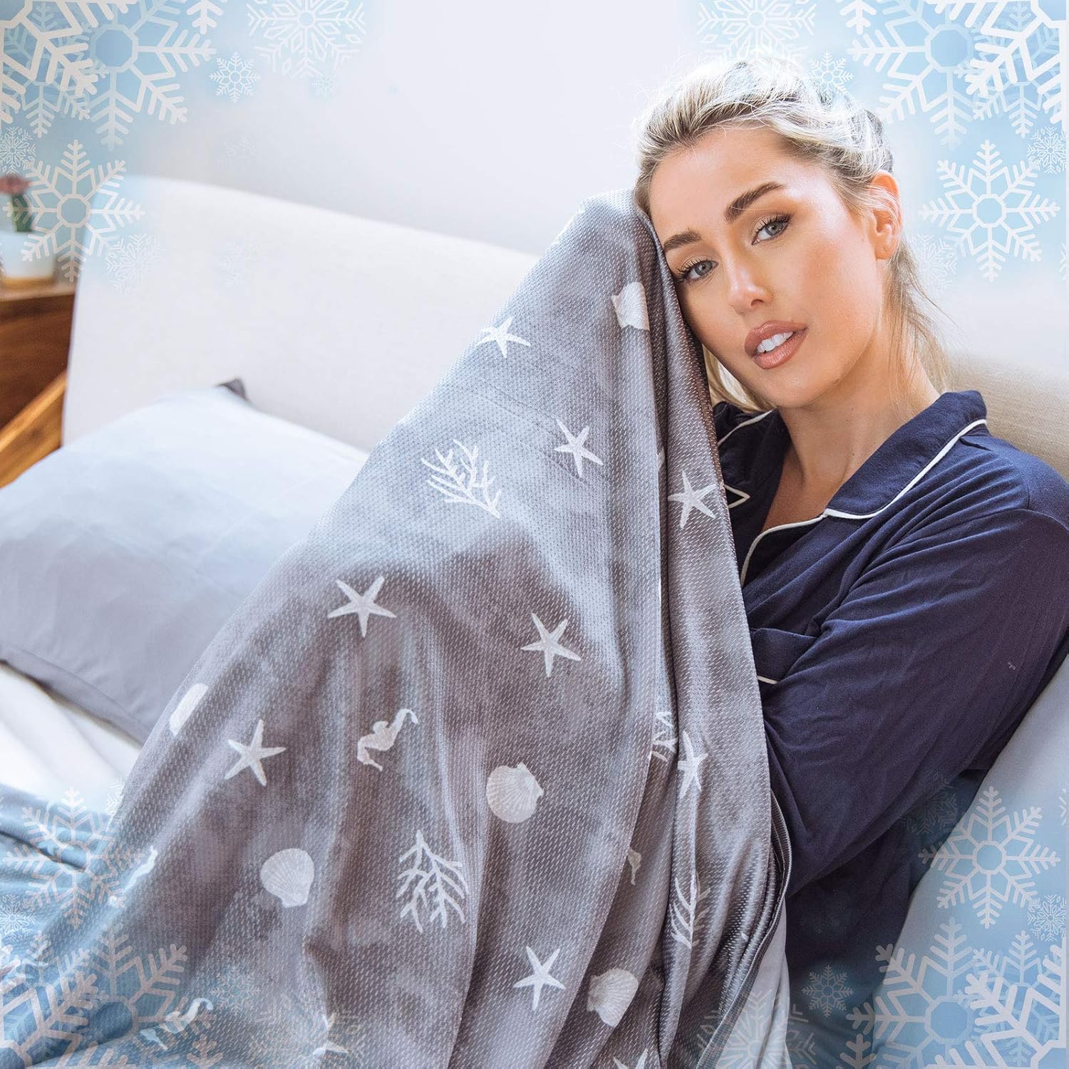 Lightweight Double-Sided Cooling Throw Blanket for Warm Sleepers