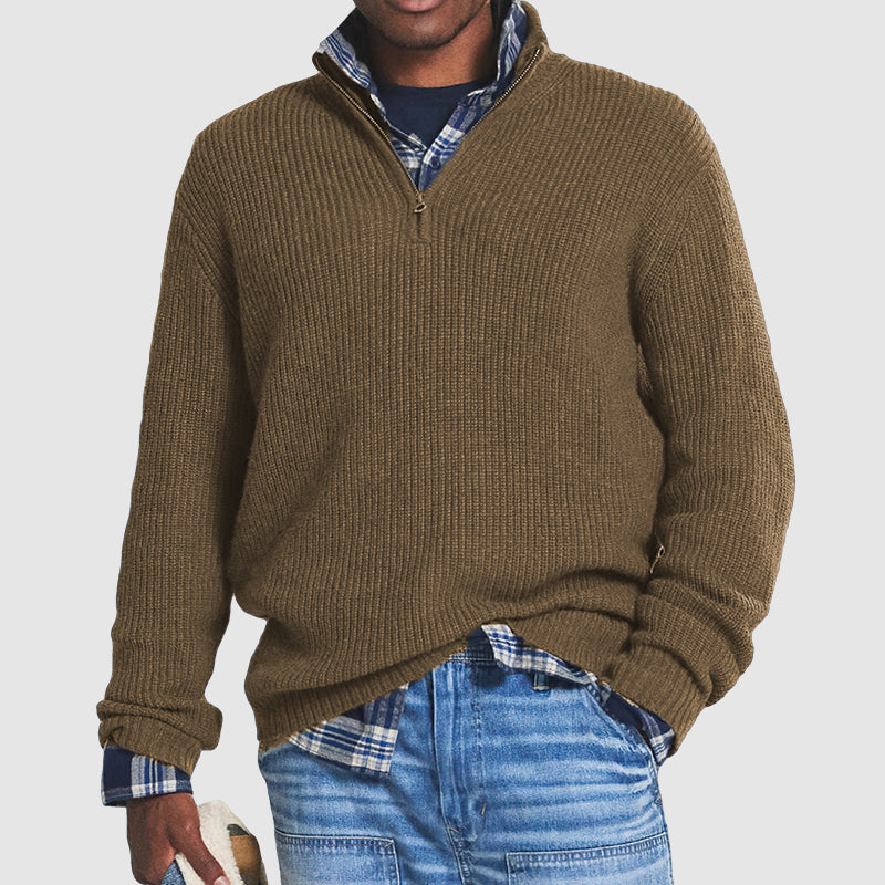 Men's Quarter-Zip Pullover | Rib Knit Construction & Stand-Up Collar | Versatile Business Casual | Comfortable Fit