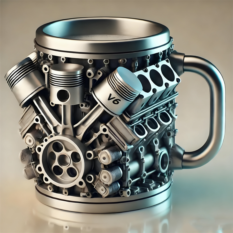 Engine Block Design 3D Mug – Creative Coffee Cup
