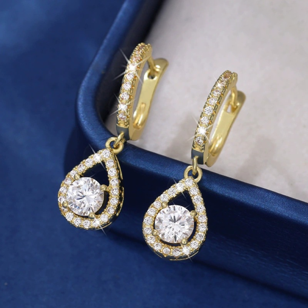 Charming Teardrop Earrings with Sparkling Zircon Accents