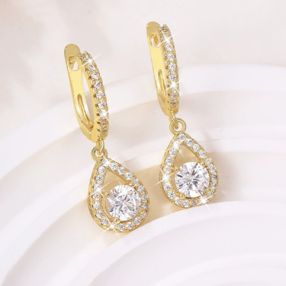 Charming Teardrop Earrings with Sparkling Zircon Accents