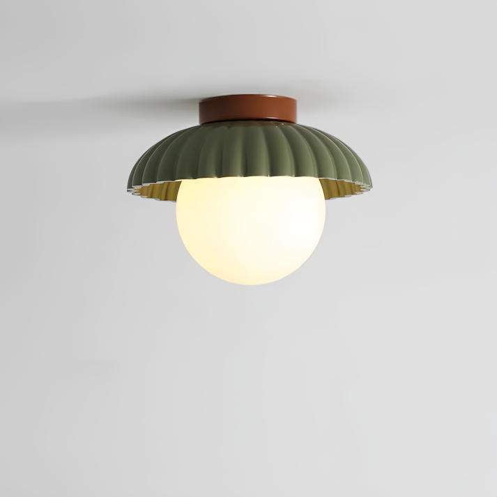 Elegant Iron Ceiling Light with Soft Cream Glass Shade