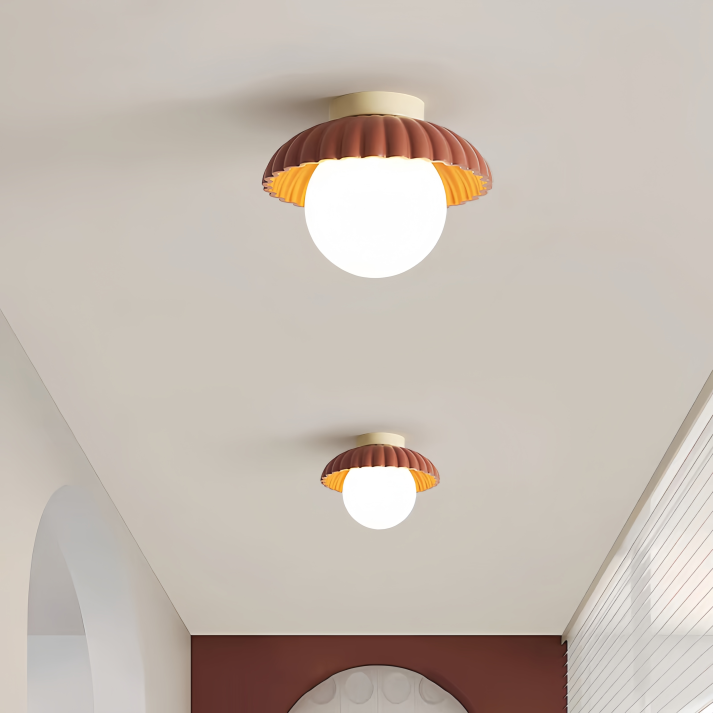 Elegant Iron Ceiling Light with Soft Cream Glass Shade
