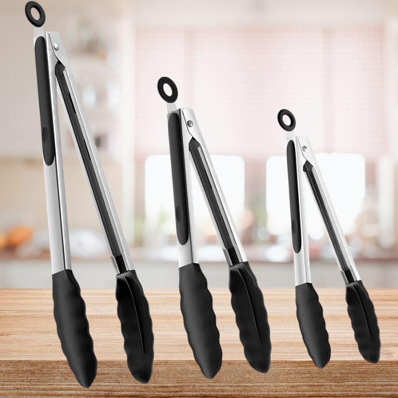 3-Piece Set of Silicone Cooking Tongs
